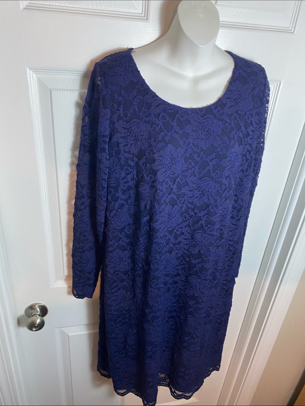 Ralph Lauren Sapphire Blue Long Sleeve Lace Sheath Dress - Picture 5 of 12